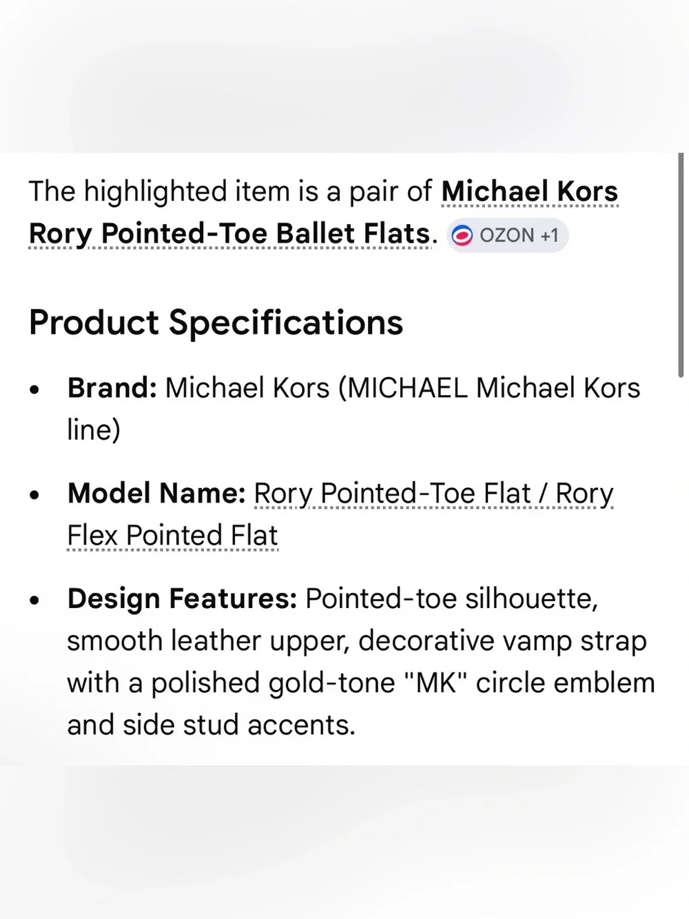 Michael Kors Rory Point Toe Ballet Flat  Neutral/ Nude Size 8.5